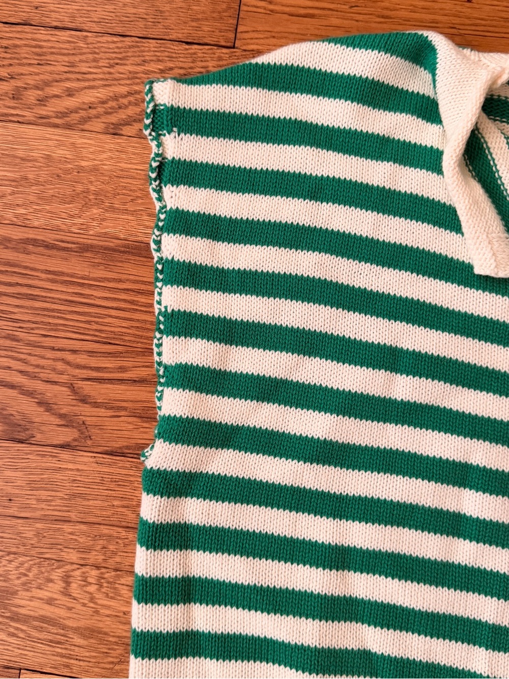 ANTHROPOLOGIE Green and Cream Striped Knit Button-Front Sweater Vest - Picture 3 of 5